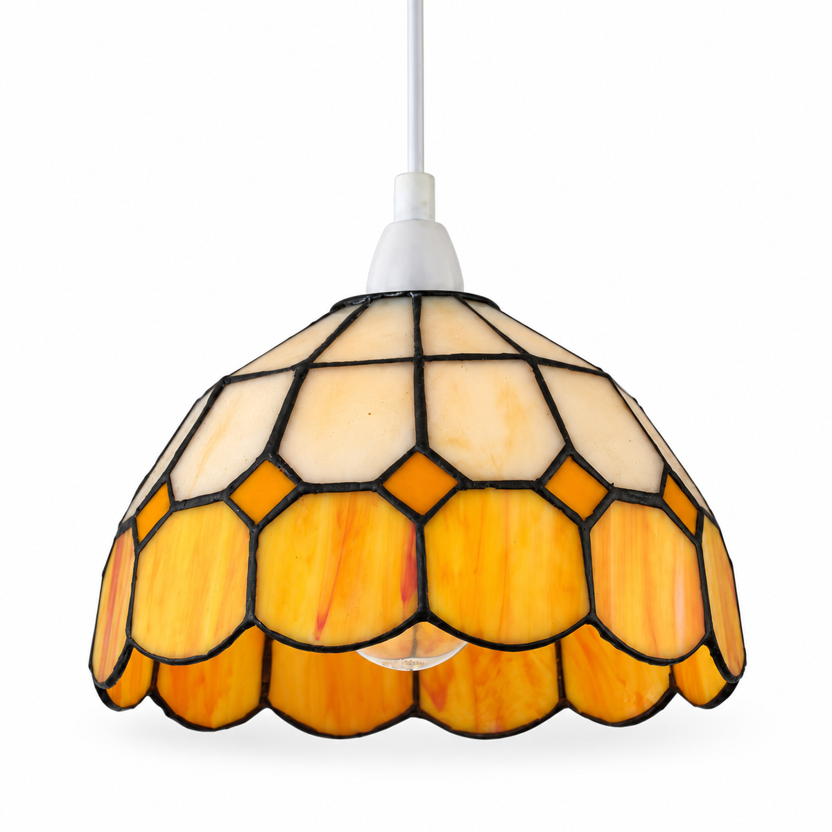 Tiffany Glass Ceiling Light Shade Amber Pendant