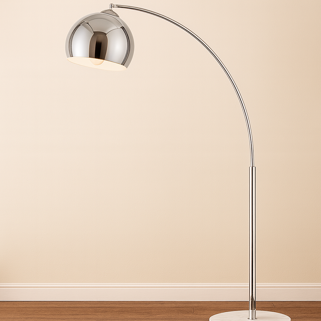 AQUA CHROME ARC FLOOR LAMP – MODERN CURVED