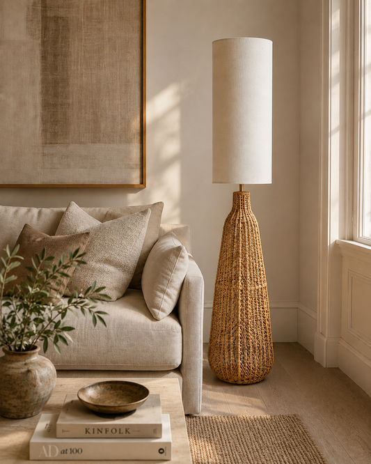 ELARA RATTAN FLOOR LAMP – NATURAL WOVEN STATEMENT LIGHT