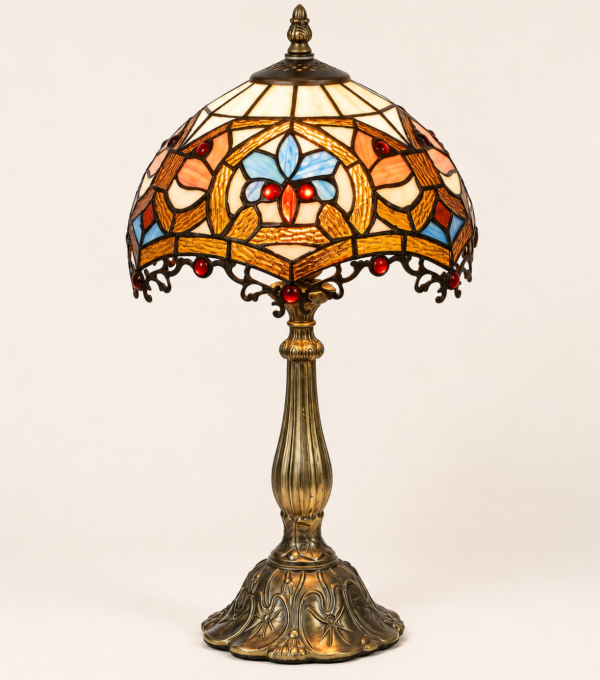 AURELIA STAINED GLASS TABLE LAMP – VINTAGE TIFFANY-STYLE LIGHT