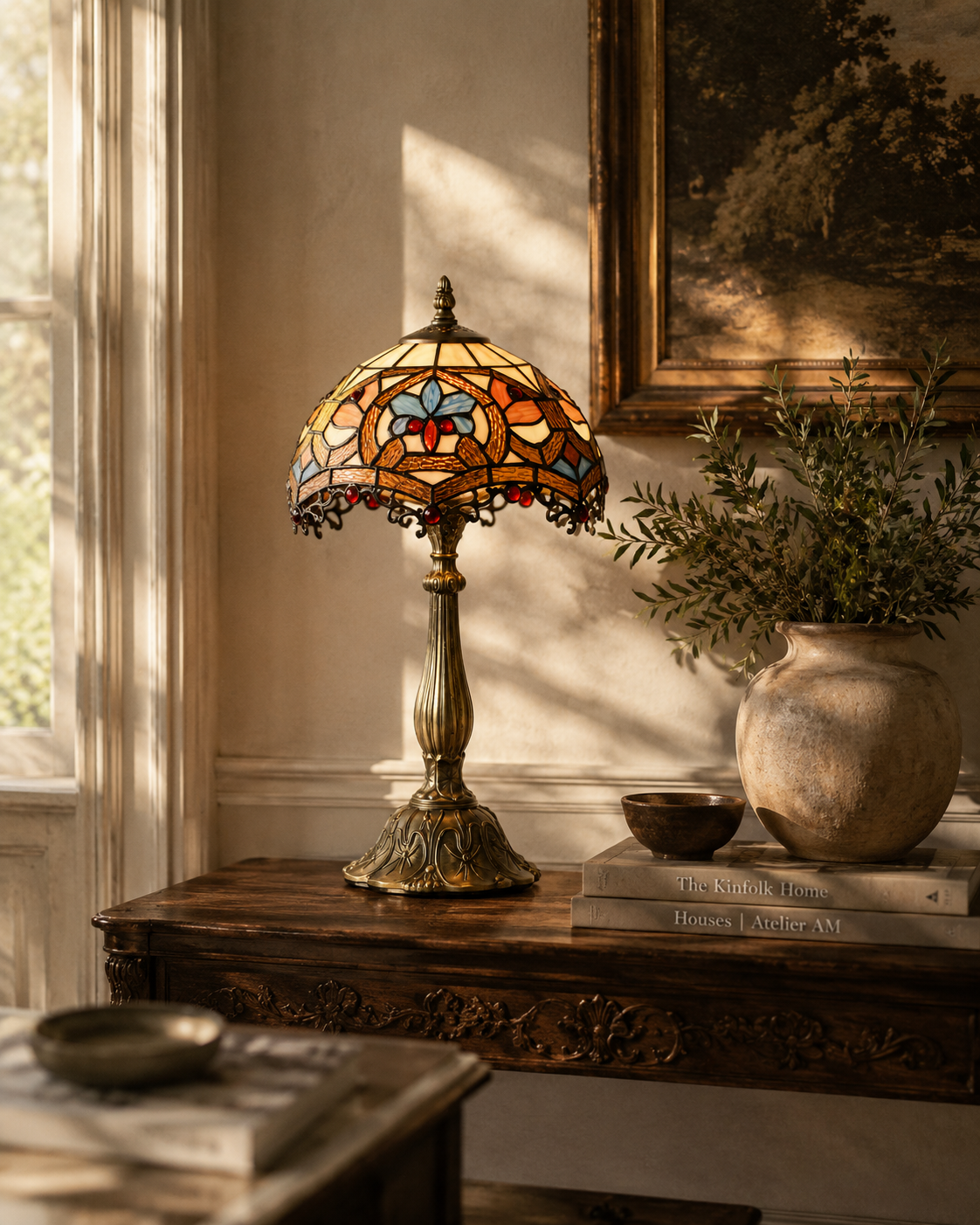 AURELIA STAINED GLASS TABLE LAMP – VINTAGE TIFFANY-STYLE LIGHT