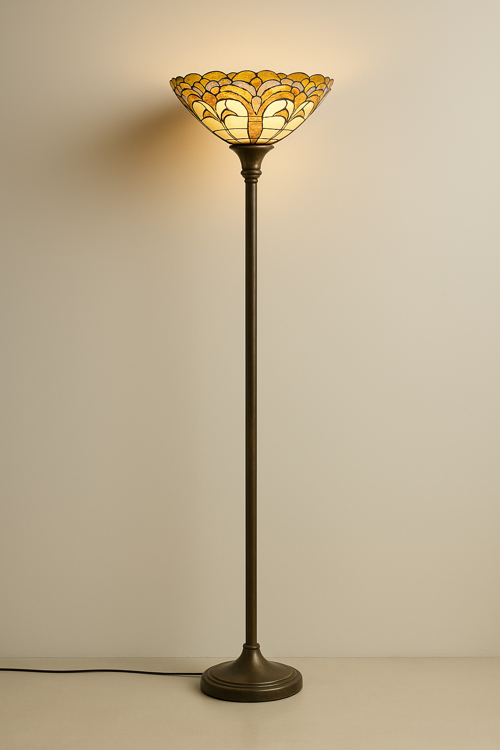 ART DECO TIFFANY STAINED GLASS FLOOR LAMP