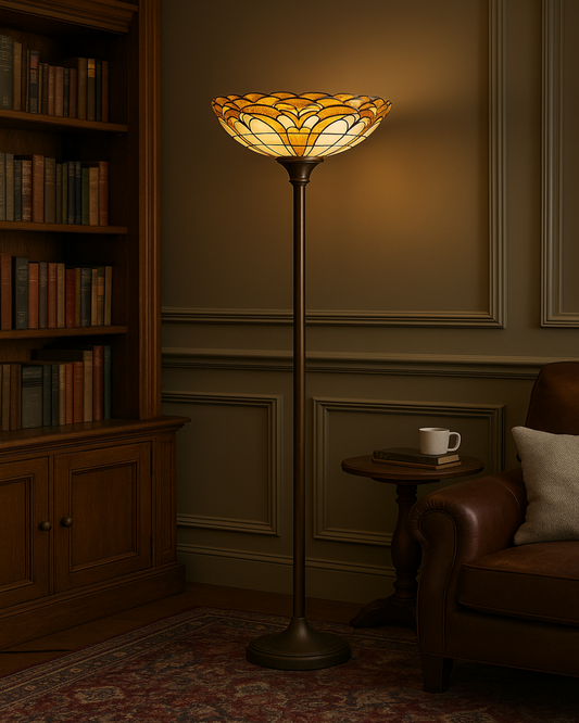 ART DECO TIFFANY STAINED GLASS FLOOR LAMP