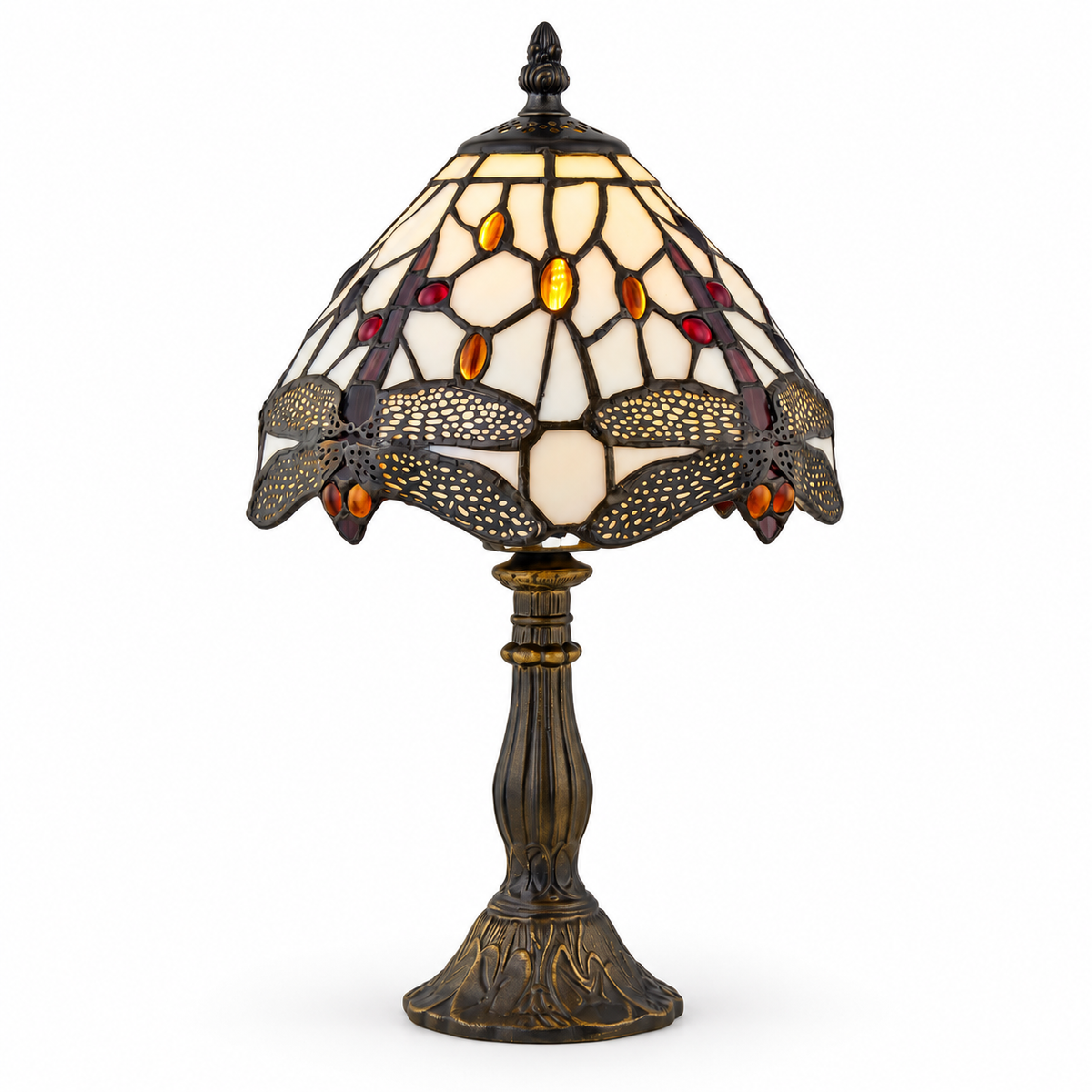 Tiffany Dragonfly Table Lamp Glass Antique Brass Bedside Light