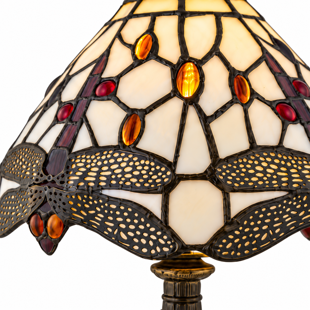 Tiffany Dragonfly Table Lamp Glass Antique Brass Bedside Light
