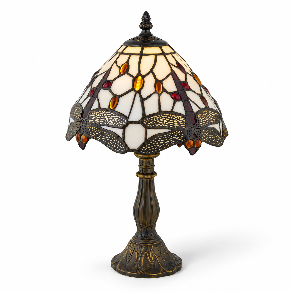 Tiffany Dragonfly Table Lamp Glass Antique Brass Bedside Light