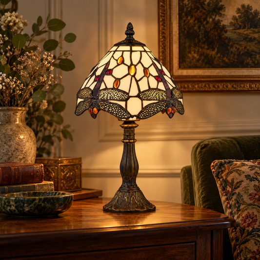 Tiffany Dragonfly Table Lamp Glass Antique Brass Bedside Light