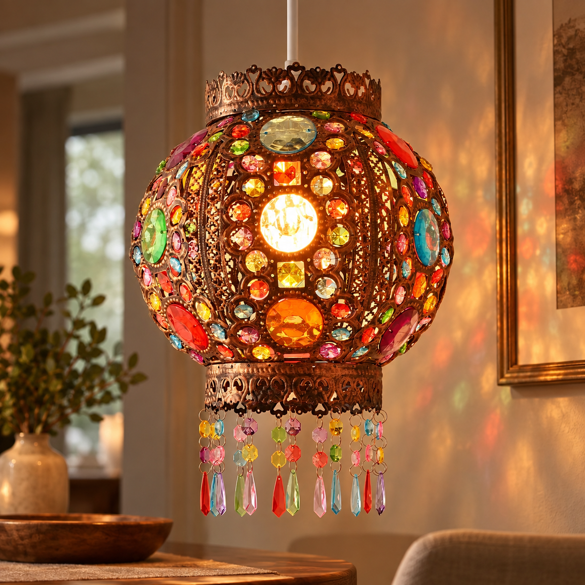 Moroccan Ceiling Light Shade Cream Metal
