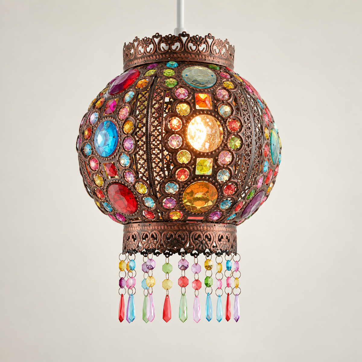 Moroccan Ceiling Light Shade Cream Metal