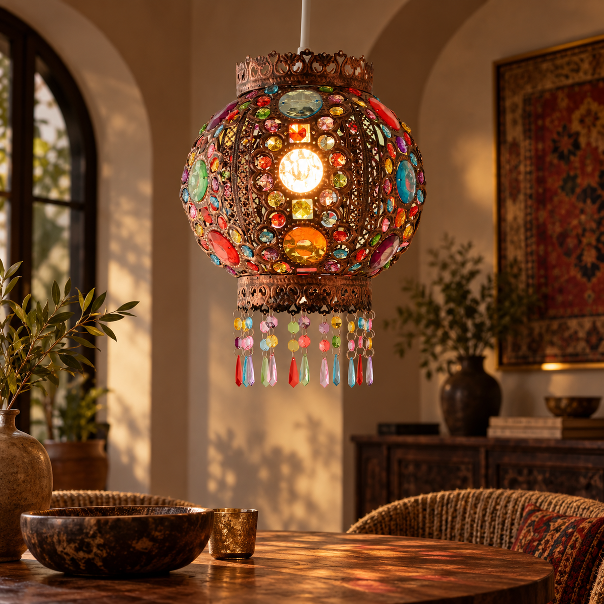 Moroccan Ceiling Light Shade Cream Metal