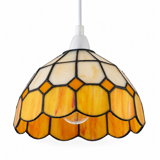Tiffany Glass Ceiling Light Shade Amber Pendant