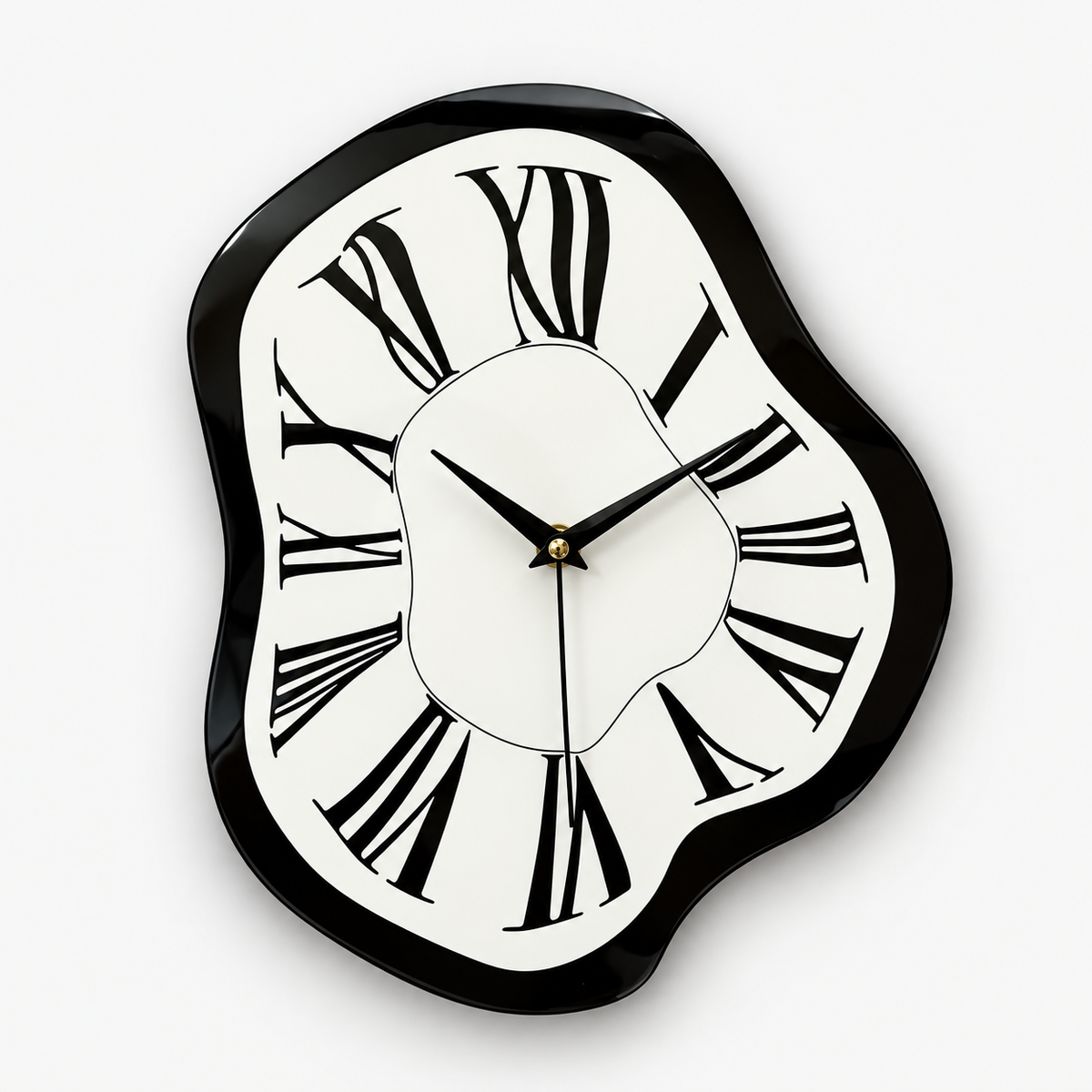 Modern Sculptural Wall Clock | Black & White Roman Numeral Clock