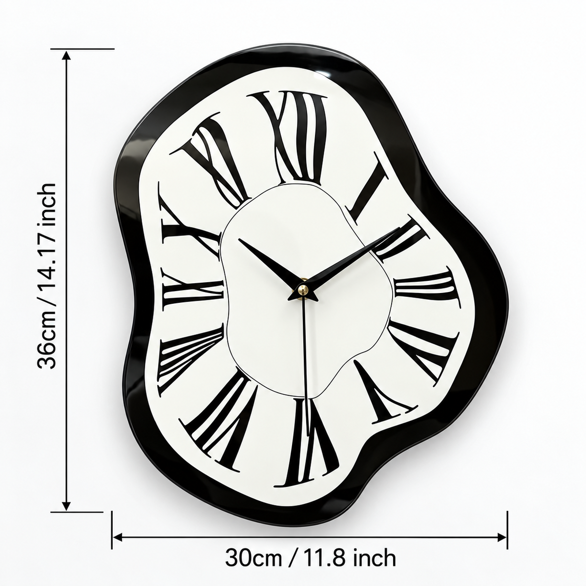 Modern Sculptural Wall Clock | Black & White Roman Numeral Clock