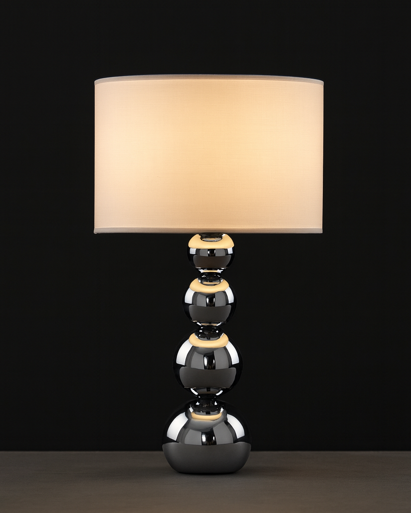 AMARO CHROME STACKED MODERN TABLE LAMP