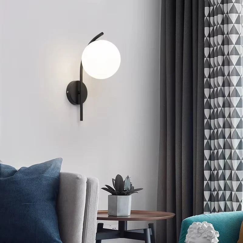 FROSTED GLASS BALL LED WALL LIGHT