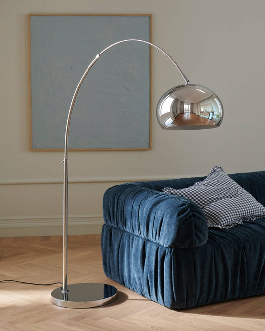 AQUA CHROME ARC FLOOR LAMP – MODERN CURVED